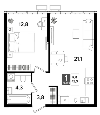 
  Продается 1-комн. квартира, 42 м², ЖК DOGMA PARK (Догма парк), литера 15
. Фото 1.