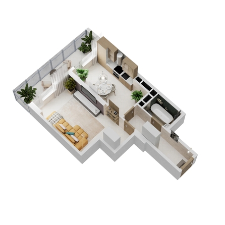 
  Продается 1-комн. квартира 43.38 м², в ЖК Золотой Берег, литер 6. Фото 1.