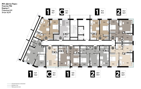 
  Продается 1-комн. квартира 45.9 м², в ЖК ДОГМА ПАРК, лит 13. Фото 2.