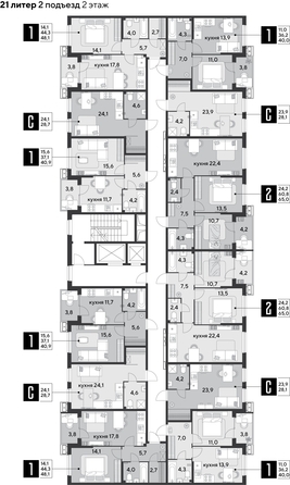 
  Продается 1-комн. квартира 48.1 м², в ЖК Парк Победы 2, литера 21. Фото 2.