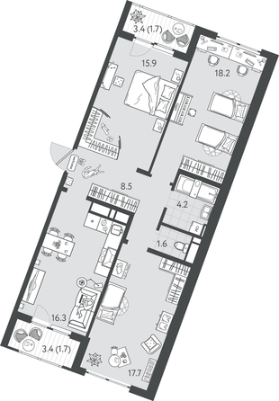 
  Продается 3-комн. квартира 84.5 м², в ЖК Все Свои ВИП, литер 7. Фото 1.