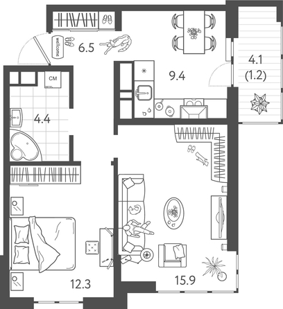
  Продается 2-комн. квартира 49.59 м², в ЖК Все Свои ВИП, литер 8. Фото 1.