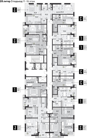
  Продается 2-комн. квартира 69.2 м², в ЖК Парк Победы 2, литера 28. Фото 2.