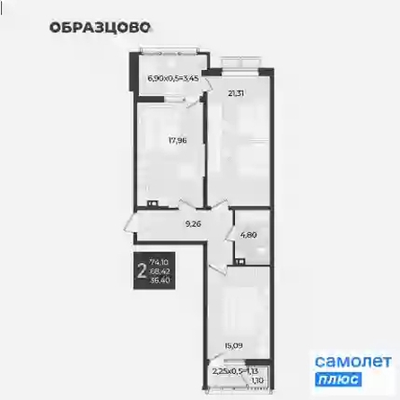 
  Продается 2-комн. квартира 73.9 м², в ЖК Образцово, дом 12. Фото 8.