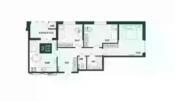 
  Продается 3-комн. квартира 78.2 м², в ЖК Образцово, дом 12. Фото 1.