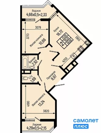 
  Продается 2-комн. квартира 59.7 м², в ЖК Ботаника Хилс, лит 3. Фото 10.