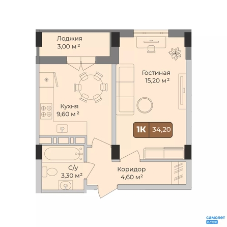 
  Продается 1-комн. квартира 34.2 м², в ЖК Опера. Фото 10.