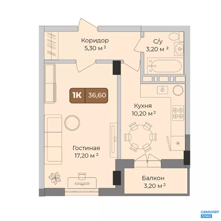 
  Продается 1-комн. квартира 36.6 м², в ЖК Опера. Фото 10.