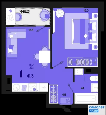 
  Продается 1-комн. квартира 41.3 м², в ЖК Первое место, квартал 1.1, литер 1. Фото 15.