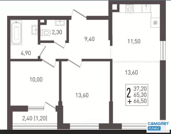 
  Продается 2-комн. квартира 66.5 м², в ЖК Югге, литера 6. Фото 10.