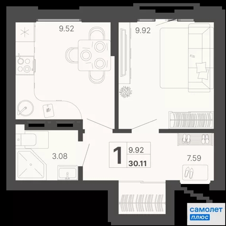 
  Продается 1-комн. квартира 30.1 м², в ЖК Светский лес, литер 4. Фото 21.