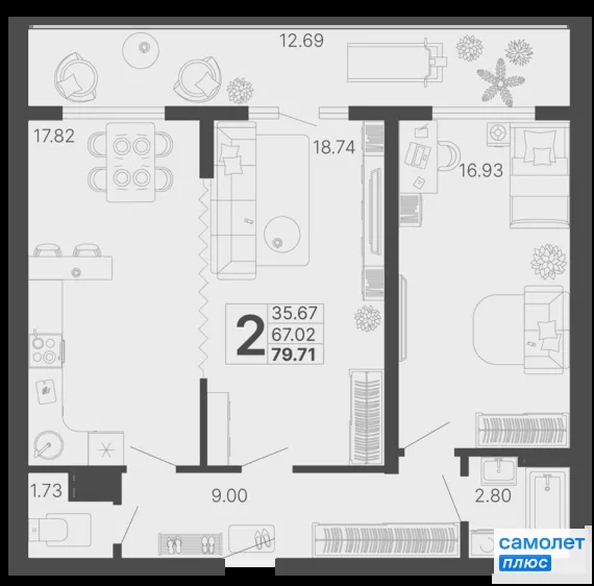 
  Продается 2-комн. квартира 79.7 м², в ЖК Светский лес, литер 4. Фото 21.