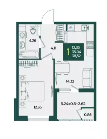 
  Продается 1-комн. квартира 38.55 м², в МКР Образцово, дом 5. Фото 1.