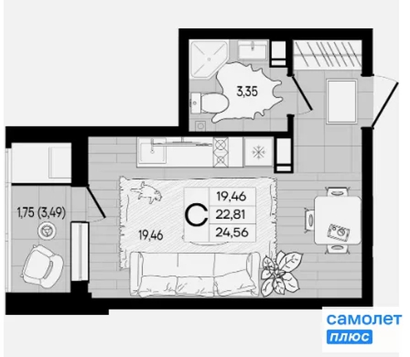 
  Продается студия 24.6 м², в ЖК Форма, литер 1. Фото 7.
