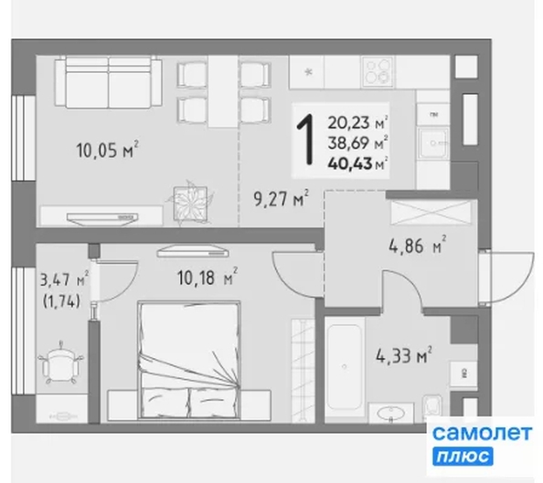 
  Продается 1-комн. квартира 40.4 м², в ЖК  Коллекция, дом «Время». Фото 15.