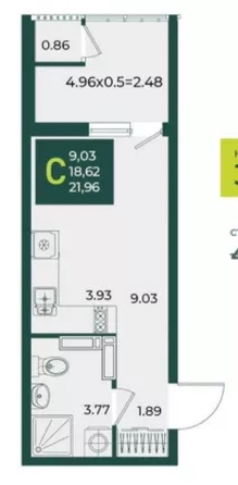 
  Продается студия 21.96 м², в МКР Образцово, дом 5. Фото 1.