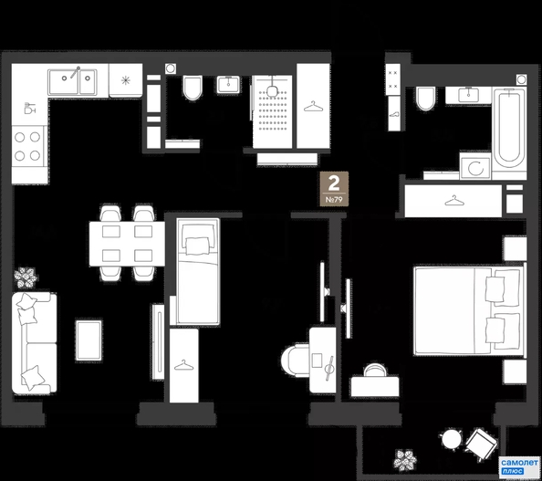 
  Продается 2-комн. квартира 55.5 м², в ЖК ГРЕЙД, литер 13. Фото 19.