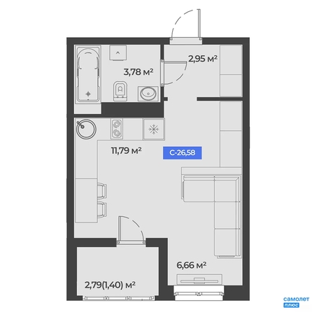 
  Продается студия 26.58 м², в ЖК Соловей, литера 1. Фото 13.
