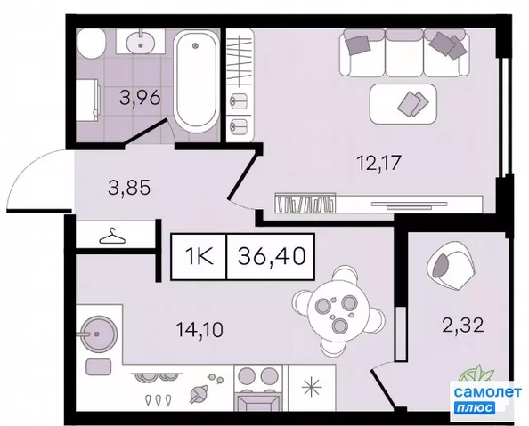 
  Продается 1-комн. квартира 36.4 м², в ЖК Новые Сезоны 2, литер 28. Фото 22.