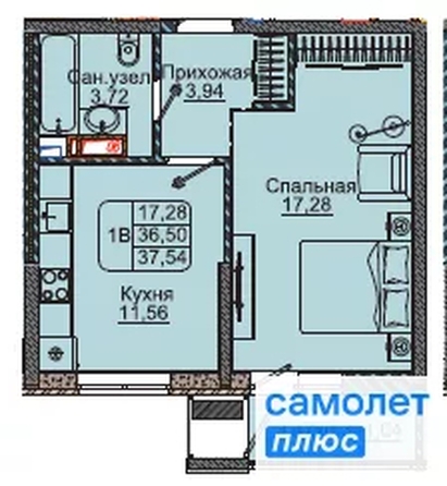 
  Продается 1-комн. квартира 37.5 м², в ЖК Парковый, литер 1. Фото 7.