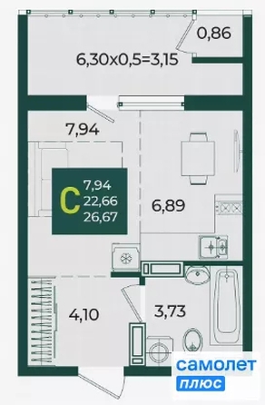 
  Продается студия 26.7 м², в ЖК Образцово, дом 3. Фото 17.