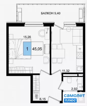 
  Продается номер в отеле 45 м², в ГК Корсаков, корпус 3. Фото 18.
