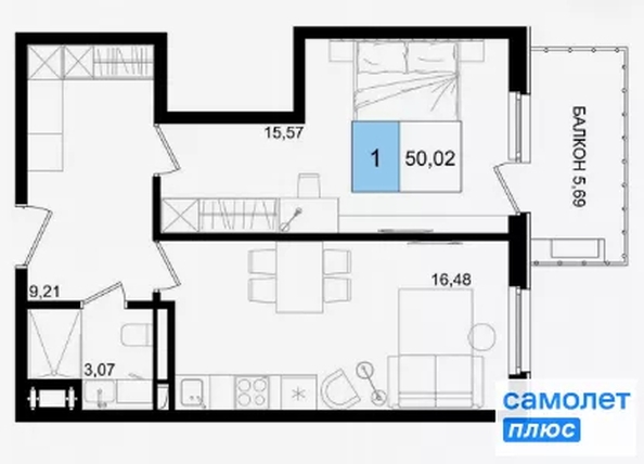 
  Продается апартамент 50 м², в ЖК Корсаков, корпус 3. Фото 18.