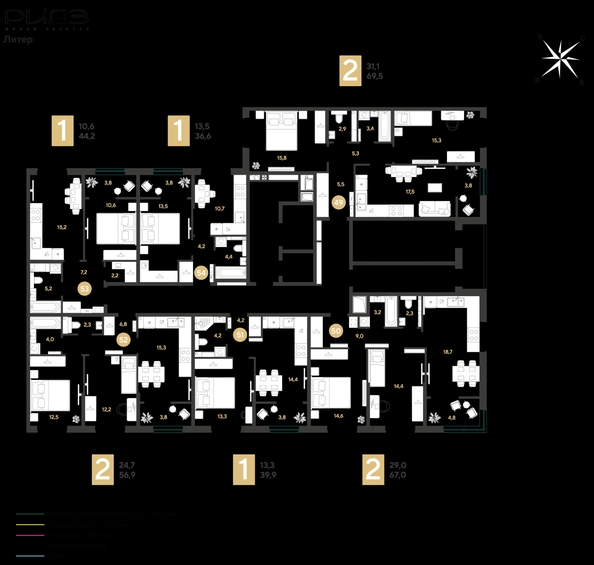 
  Продается 2-комн. квартира 67 м², в ЖК РИДЗ, литер 6. Фото 2.