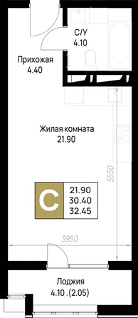 
  Продается 1-комн. квартира 32.45 м², в ЖК На Высоком берегу, дом 1. Фото 19.