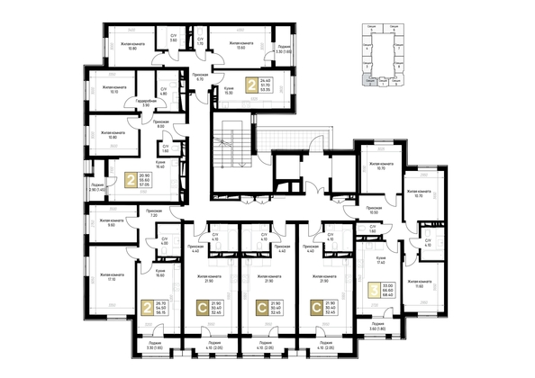 
  Продается 2-комн. квартира 53.35 м², в ЖК На Высоком берегу, дом 1. Фото 20.
