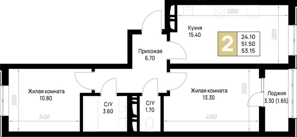 
  Продается 2-комн. квартира 53.15 м², в ЖК На Высоком берегу, дом 1. Фото 19.