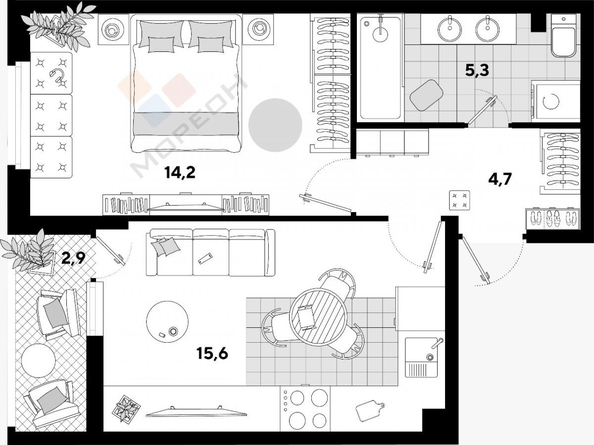 
   Продам 1-комнатную, 39.9 м², Западный Обход ул, 39/2

. Фото 7.