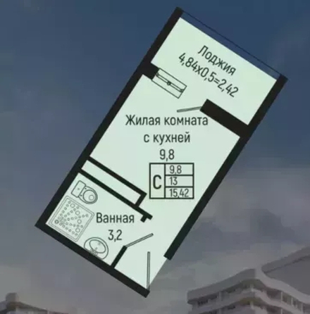
  Продается студия 15.42 м², в ЖК Сан Хилс Ольгинка, 4. Фото 1.