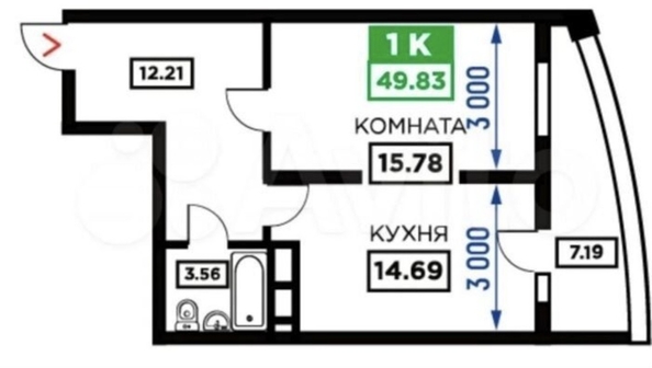 
  Продается 1-комн. квартира 49.8 м². Фото 14.