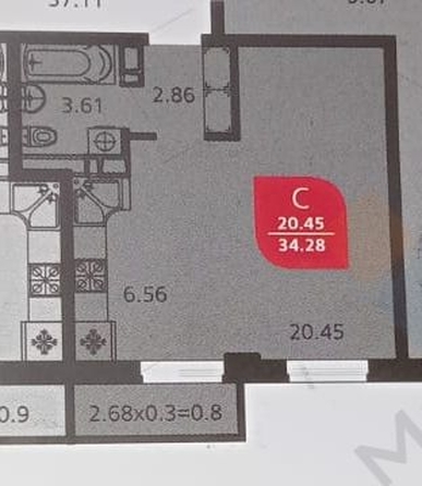 
   Продам 1-комнатную, 33.6 м², Конгрессная ул, 19/1к2

. Фото 17.