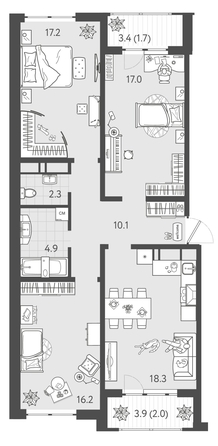 
  Продается 3-комн. квартира 88.1 м², в ЖК Все Свои ВИП, литера 3. Фото 1.
