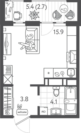 
  Продается студия 26.35 м², в ЖК Все Свои ВИП, литера 3. Фото 1.
