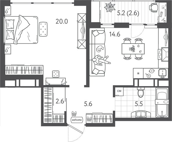 
  Продается 1-комн. квартира 50.65 м², в ЖК Все Свои ВИП, литера 3. Фото 1.