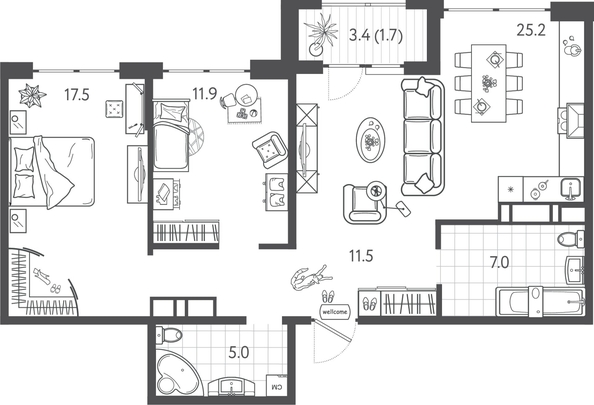 
  Продается 2-комн. квартира 78.9 м², в ЖК Все Свои ВИП, литера 3. Фото 1.