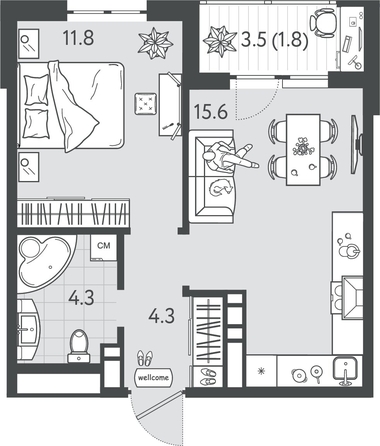 
  Продается 1-комн. квартира 37.8 м², в ЖК Все Свои ВИП, литер 4. Фото 1.