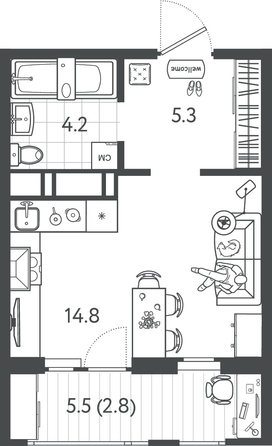 
  Продается студия 26.95 м², в ЖК Все Свои ВИП, литер 4. Фото 1.