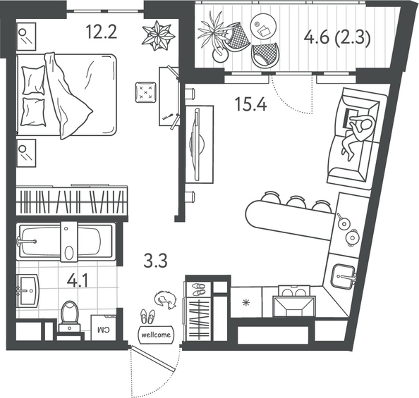 
  Продается 1-комн. квартира 36.95 м², в ЖК Все Свои ВИП, литер 7. Фото 1.