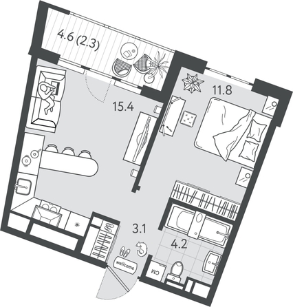 
  Продается 1-комн. квартира 36.65 м², в ЖК Все Свои ВИП, литер 7. Фото 1.