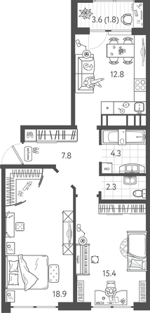 
  Продается 2-комн. квартира 63 м², в ЖК Все Свои ВИП, литера 6. Фото 1.