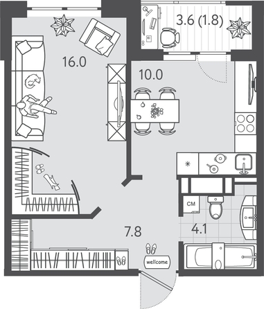 
  Продается 1-комн. квартира 38.75 м², в ЖК Все Свои ВИП, литера 6. Фото 1.