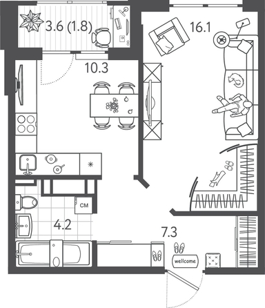 
  Продается 1-комн. квартира 39.4 м², в ЖК Все Свои ВИП, литера 6. Фото 1.