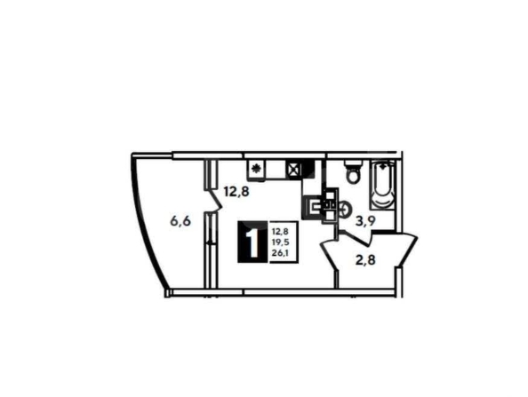 
  Продается студия 26.7 м². Фото 1.