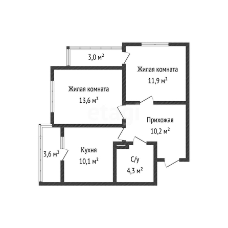 
  Продается 2-комн. квартира 50.1 м². Фото 2.