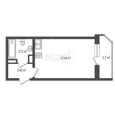 
  Продается студия 23.57 м², в ЖК Ural (Урал). Фото 1.