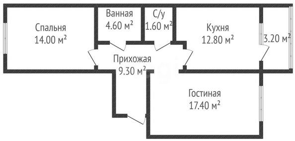 
  Продается 2-комн. квартира 59.7 м². Фото 1.